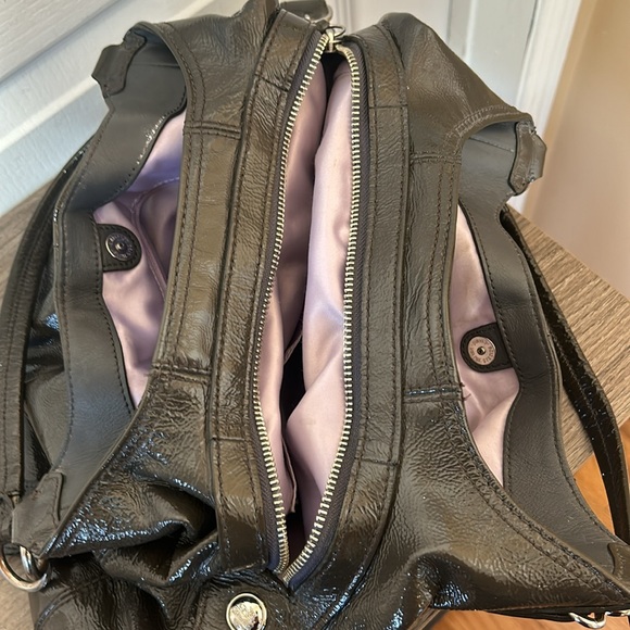 COACH MIA PATENT LEATHER SHINY HOBO SHOULDER BAG IN DARK GRAY - Picture 9 of 12